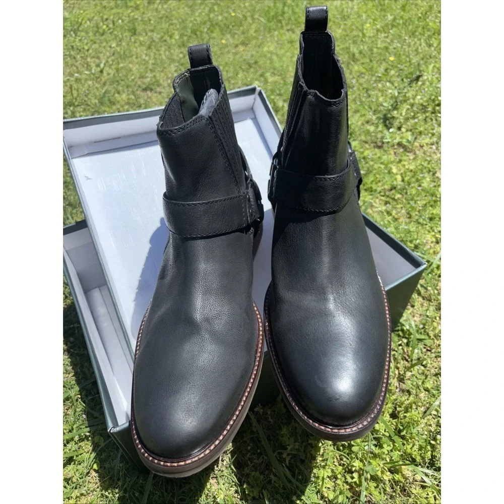 NIB Steve Madden Men's 12 Wayne Harness Chelsea Boots Black Leather Western